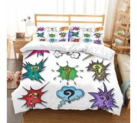 NIOYNJIS Bedding King Bedding Set - Down Duvet Cover, Soft Brush Microfiber Cover Set with 2 Pillowcases,Pop Art Speech Bubble Question Mark,200x228 cm
