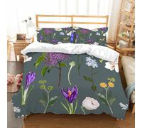 NIOYNJIS Bedding King Bedding Set - Down Duvet Cover, Soft Brush Microfiber Cover Set with 2 Pillowcases,Seamless floral violet crocus and many kind of spring flowers seamless pattern o,200x228 cm