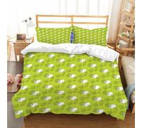 NIOYNJIS Bedding King Bedding Set - Down Duvet Cover, Soft Brush Microfiber Cover Set with 2 Pillowcases,Seasonal green, abstract falling autumn leaves defoliation leaves, green gel,200x228 cm