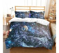 NIOYNJIS Bedding King Bedding Set - Down Duvet Cover, Soft Brush Microfiber Cover Set with 2 Pillowcases,planets stars and galaxies in outer space showing the beauty of space exploratio,200x228 cm