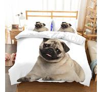 NIOYNJIS Bedding King Bedding Set - Down Duvet Cover, Soft Brush Microfiber Cover Set with 2 Pillowcases,Pug, pug puppy nine months old lying around the copy of the pet funny,200x228 cm