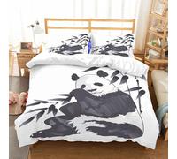 NIOYNJIS Bedding King Bedding Set - Down Duvet Cover, Soft Brush Microfiber Cover Set with 2 Pillowcases,panda lies with bamboo leaves in the paw,200x228 cm