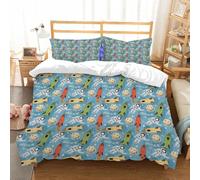 NIOYNJIS Bedding King Bedding Set - Down Duvet Cover, Soft Brush Microfiber Cover Set with 2 Pillowcases,Space, hand drawn astronauts with rockets and lunar people in the e, (2),200x228 cm