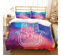 NIOYNJIS Bedding King Bedding Set - Down Duvet Cover, Soft Brush Microfiber Cover Set with 2 Pillowcases,Ornate hand drawn hamsa. Popular Arabic and Jewish amulet. Vector illustration o,200x228 cm