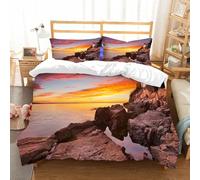 NIOYNJIS Bedding King Bedding Set - Down Duvet Cover, Soft Brush Microfiber Cover Set with 2 Pillowcases,The Bass Harbor Head Lighthouse in Acadia National Park Maine USA. Photographed,200x228 cm