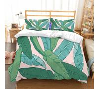 NIOYNJIS Bedding King Bedding Set - Down Duvet Cover, Soft Brush Microfiber Cover Set with 2 Pillowcases,Seamless tropical pattern with banana leaves. Hand drawn vector illustration,200x228 cm