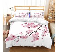 NIOYNJIS Bedding King Bedding Set - Down Duvet Cover, Soft Brush Microfiber Cover Set with 2 Pillowcases,pastel color cherry blossom. vector illustration. japan sakura branch with bloom,200x228 cm