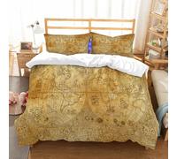 NIOYNJIS Bedding King Bedding Set - Down Duvet Cover, Soft Brush Microfiber Cover Set with 2 Pillowcases,Old vintage old atlas map global world drawing cartography pirate trip Africa,200x228 cm