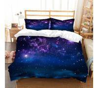 NIOYNJIS Bedding King Bedding Set - Down Duvet Cover, Soft Brush Microfiber Cover Set with 2 Pillowcases,Space,Milky Way Themed Dark Matter with Star Field Lig,200x228 cm