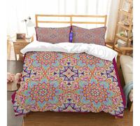 NIOYNJIS Bedding King Bedding Set - Down Duvet Cover, Soft Brush Microfiber Cover Set with 2 Pillowcases,Oriental pattern background. Colored square Arabic Indian American Moroccan ethn,200x228 cm