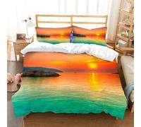 NIOYNJIS Bedding King Bedding Set - Down Duvet Cover, Soft Brush Microfiber Cover Set with 2 Pillowcases,Sunset over the sea. Con Dao. Vietnam,200x228 cm