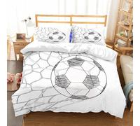 NIOYNJIS Bedding King Bedding Set - Down Duvet Cover, Soft Brush Microfiber Cover Set with 2 Pillowcases,Soccer Football in Goal Net Vector Sketch Up EPS 10.,200x228 cm