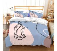 NIOYNJIS Bedding King Bedding Set - Down Duvet Cover, Soft Brush Microfiber Cover Set with 2 Pillowcases,Set of Woman's Face continuous Line art. Abstract Contemporary collage of geomet,200x228 cm