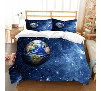NIOYNJIS Bedding King Bedding Set - Down Duvet Cover, Soft Brush Microfiber Cover Set with 2 Pillowcases,Space, exterior view of the planet Earth in the solar system with stars Image of,200x228 cm