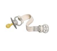 nip Dummy Strap | Sustainable Dummy Strap Made from 100% Untreated Organic Cotton with No Additives Saliva and Sweatproof Dummy Strap with Clip for Dummies with and Without Ring | Grey