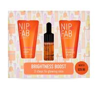 Nip + Fab Brightness Boost Vitamin C Gift Set Designed to Brighten, Smooth and Hydrate Your Skin, Vitamin C Serum, Gel Cream and 15% Vitamin C Concentrate, Secrent Santa Gift, Stocking Filler