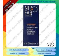 Nip+Fab Glycolic Fix Overnight Skin Reviver Extreme 8%, 45 ml, Face Skin Exfoliant with Lactic Acid and Special Formula to Soften, Hydrate and Regenerate