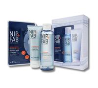 Nip + Fab Refine And Shine Kit - 3-Step Glycolic Acid Skincare Set for Radiant & Smoother Skin - Includes Cleansing Fix, Facial Scrub & Bubble Sheet Mask Extreme - Resurfaces & Brightens Dull Complexi