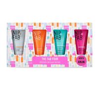 Nip + Fab The Fab Four Gift Set, Includes Bestselling Glycolic Scrub, Vitamin C Serum, Hyaluronic Hybrid Gel Cream and Salicylic Clay Mask, Perfect