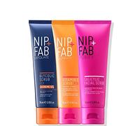 Nip + Fab Three-Piece Face Scrub Bundle | Illuminating AHA BHA Exfoliate Set With Vitamin C, Glycolic Acid, Salicylic Acid | Cleansing for Radiant Complexion