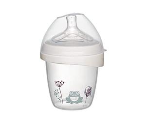 NIP® First Moments Wide-Neck Silicone Bottle, 150 ml, S Teat, with Extra Wide Lip Rest Especially for Newborns