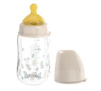 nip Wide Mouth Baby Bottle with Valve for Optimal Air Flow and Two Natural Rubber Teats Nursing Friendly Baby Bottle Made of Robust Material Size S & M, 260 ml, Beige