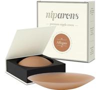 Niparons Premium Nipple Covers - Invisible Adhesive Sticky Bra Pasty Nip Covers - Reusable Silicone Stick On Bra Pasties (Affogato, 10cm)