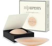 Niparons Premium Nipple Covers - Invisible Adhesive Sticky Bra Pasty Nip Covers - Reusable Silicone Stick On Bra Pasties (Crème Brûlée, 10cm)