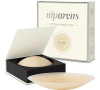 Niparons Premium Nipple Covers - Invisible Adhesive Sticky Bra Pasty Nip Covers - Reusable Silicone Stick On Bra Pasties (Soufflé, 8cm)
