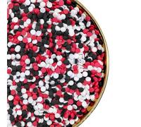 NIPEOR Rainbow Red Black Confetti Sprinkles 3.53oz/100g Edible Sprinkle Topping Round Candy Sprinkles for Cake Cupcake Decorating, Ice Cream Toppings (Rainbow Confetti Black Red)