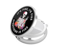 Nipichsha Pill Box, Small Pill Case for Purse & Pocket, Cute Medicine Organizer Travel Pillbox, Portable Pill Container Holder to Hold Vitamins, Medication, Fish Oil & Supplement, Flower Skull