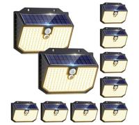 nipify 10PACK Solar Lights,Upgraded 3000K Warm Solar Garden Lights,3 Modes Motion Sensor and IP65 Waterproof Solar Lights Outdoor Garden for Outside Shed Driveway Backyard Garage Walkway Wall Fences