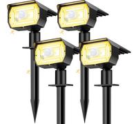 nipify 4 Pack Solar Lights Outdoor Garden Motion Sensor, 56 LED 3 Modes Solar Security Light, IP65 Waterproof Spot Lights for Pathway Driveway Walkway,3000K Warm White