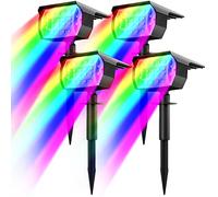 nipify 4 Packs Solar Spot Lights with Motion Sensor, RGB Color Changing Solar Lights Outdoor Garden, IP65 Waterproof Landscape Spotlights for Yard Pathway Lawn Walkway