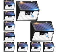 nipify Solar Lights Outdoor Motion Sensor, 10 Pack 140LED 3 Modes IP65 Waterproof Durable Solar Powered Wall Lights for Outside Garden Fence Yard Garage