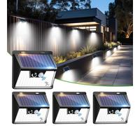nipify Solar Lights Outdoor Motion Sensor, 4 Pack 140LED 3 Modes IP65 Waterproof Durable Solar Powered Wall Lights for Outside Garden Fence Yard Garage