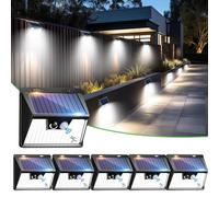 nipify Solar Lights Outdoor Motion Sensor, 6 Pack 140LED 3 Modes IP65 Waterproof Durable Solar Powered Wall Lights for Outside Garden Fence Yard Garage