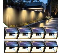 nipify Solar Lights Outdoor Motion Sensor, 8 Pack 140LED 3 Modes IP65 Waterproof Durable Solar Powered Wall Lights for Outside Garden Fence Yard Gara
