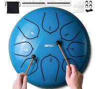 NIPINUS Steel Tongue Drum - 6 Inch 8 Notes Hand Pan Drum with Music Book, Mallets, Carry Bag, Finger Cymbals, C Major, Blue