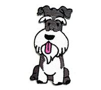Nipitshop Patches Gray Schnauzer Dog sit Animal Cartoon Children Kids Embroidered Iron Patch Sew On Patch Clothes Bag T-Shirt Jeans Biker Badge Applique for Happy Birthday Gift