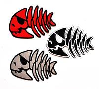 Nipitshop Patches Set 3 Pcs Red Black Gray Fish Patch Fish Skull Pirate Bone Skeleton Emo Punk Chopper Biker Tatto Applique Iron-on Patch for Clothes Backpacks T-Shirt Jeans Skirt Vests Scarf Hat Bag