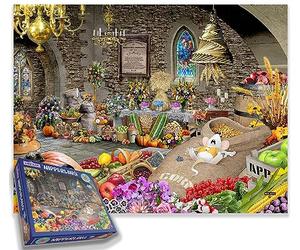 Nipperling Jigsaw Puzzle by Mike Jupp - 1000-Piece Harvest Feastival Scene from the Wormberry Jam Collection - Vibrant, Detailed Artwork with Rustic Charm - 50x66 cm
