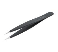 Nippes Solingen 729 Tweezers with Narrow Fine Tip, Stainless Steel, Black, 9.5 cm Length, for Precise Hair Removal and Eyebrow Plucking