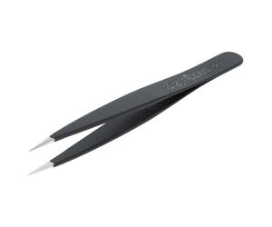 Nippes Solingen 729 Tweezers with Narrow Fine Tip, Stainless Steel, Black, 9.5 cm Length, for Precise Hair Removal and Eyebrow Plucking