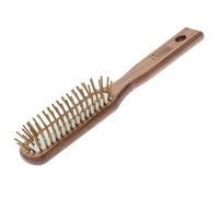nippes Solingen Pneumatic Hair Brush Antistatic 5 Rows | Wooden Pins | Waxed Beech Handle | Stimulates Blood Circulation | Detangle Hair Without Damaging It | Oblong, Narrow