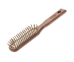 nippes Solingen Pneumatic Hair Brush Antistatic 5 Rows | Wooden Pins | Waxed Beech Handle | Stimulates Blood Circulation | Detangle Hair Without Damaging It | Oblong, Narrow