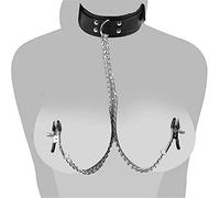 Nipple Clamps Breast Clip Leather Collar Choker Necklace Couple Flirting Toys Nipple Jewelry Non Piercing Nipple Barbells