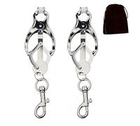 Nipple Clamps Sexual Pleasure, Nipple Clips for Women, Adjustable Metal Nipple Clamps, Breast Clip Toy, Non Piercing Nipple Jewelry, Suitable for Ladies Own Use and Flirting with Couples (H)