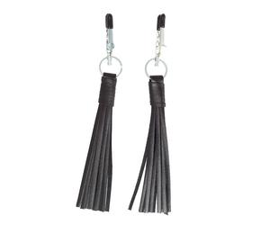 Nipple Clamps With Black Leather Tassels