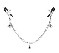 Nipple Clamps with Chain Connector and Bell Adornment, Couples Nipple Sex Toy Vice Clips with Silver Bells
